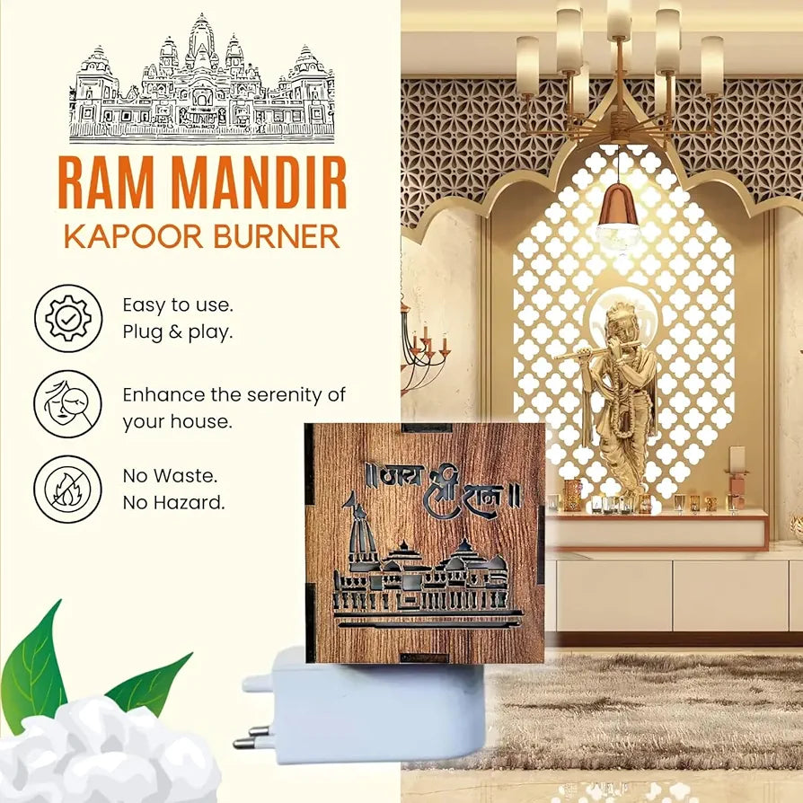 3-in-1 Sacred Wooden Ram Mandir LED Night Lamp with Fragrance Diffuser 🪔